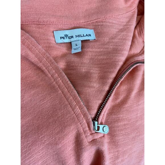 Peter Millar 100% Cotton Quarter Zip Pullover Coral Orange - Picture 3 of 5
